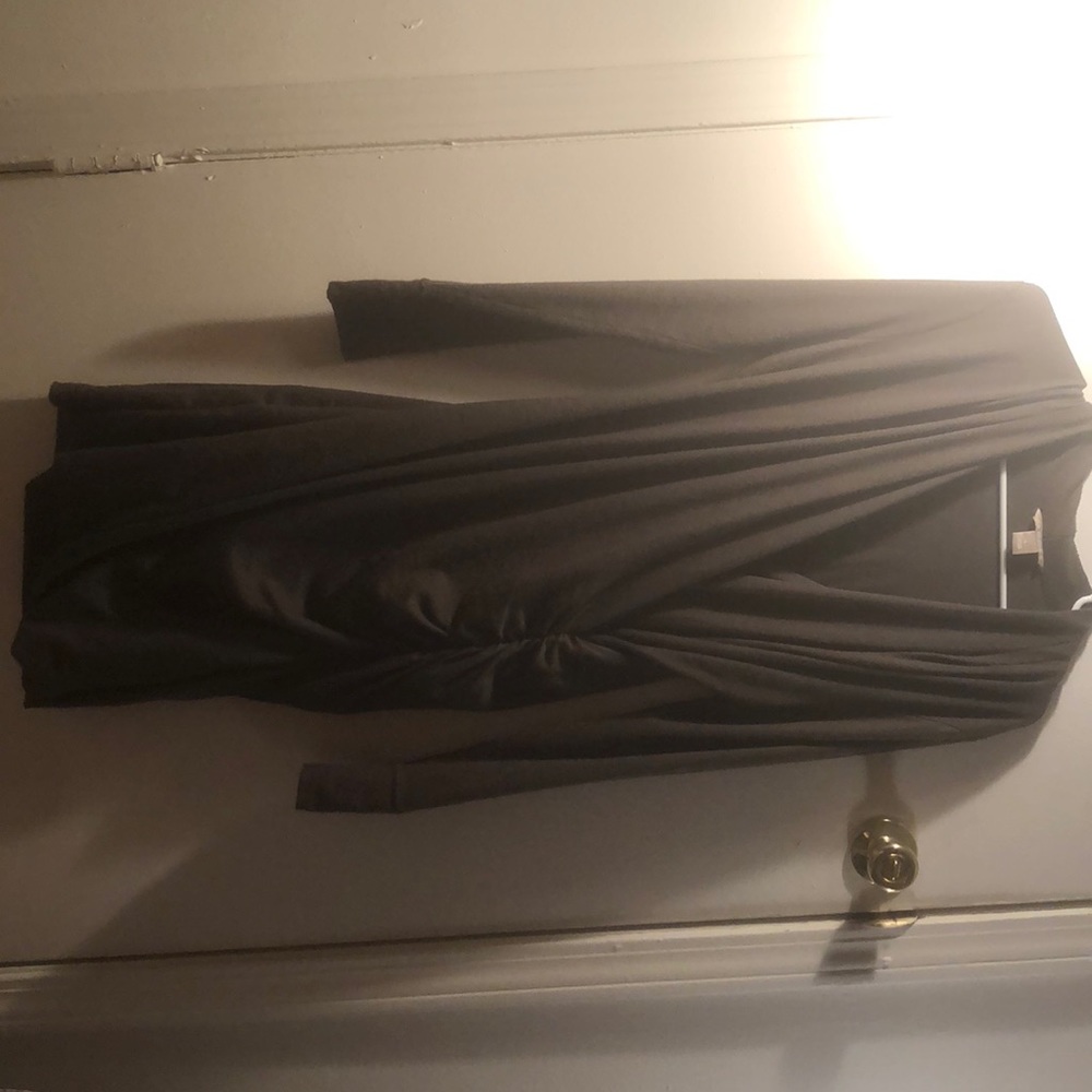 Army green long sleeve sweater dress. Fitted.